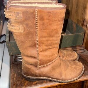 Brown Ugg Leather Mid-Calf Boots